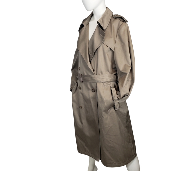 Beige Double Breasted Trench Coat 42 - Picture 3 of 14